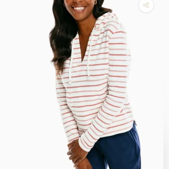 Southern Tide Paiton Multi Striped Hoodie Faded Brick Size M - Picture 1 of 6